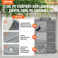 Carport Canopy 10x20ft Replacement Top Side Wall White Waterproof