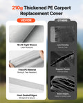 Carport Canopy 6x3m UV Resistant Waterproof Grey Tarp Cover
