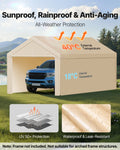 Carport Canopy 6x3m Portable Garage Tent Waterproof UV Beige