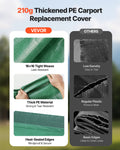 Carport Canopy 6x3m UV Waterproof Car Shelter Tarp Dark Green
