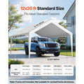Carport Replacement Canopy, 6 x 3.6 m Potable Garage Tent Top Tarp, UV-Resistant & Waterproof Car Shelter Tarp, Heavy Duty Car Port Cover with Ball Buggees, White, Frame Not Included