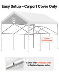 Carport Canopy 6x3.6m UV Waterproof Car Shelter Tent Tarp White