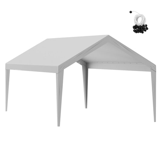 Replacement Carport Canopy Cover 12 x 20 ft, Garage Top Tent Shelter Tarp Heavy-Duty Waterproof & UV Protected, Easy Installation with Ball Bungees,Grey (Only Top Cover, Frame Not Include)