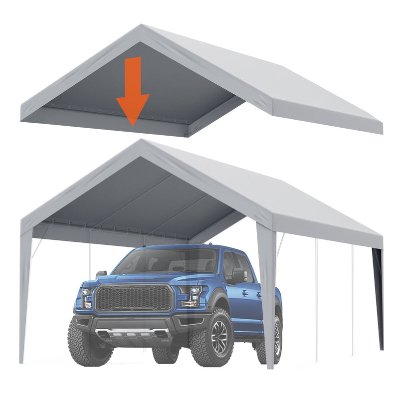 Carport Canopy Cover 12x20ft Grey Waterproof UV Heavy Duty Tarp