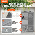 Carport Canopy Cover 12x20ft Grey Waterproof UV Heavy Duty Tarp