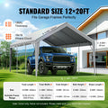 Carport Canopy Cover 12x20ft Grey Waterproof UV Heavy Duty Tarp