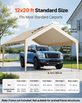 Carport Canopy 6x3.6m Replacement Top UV Waterproof Beige