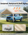 Carport Canopy 6x3.6m Replacement Top UV Waterproof Beige