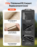 Carport Canopy 6x3.6m Replacement Top UV Waterproof Beige