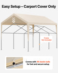 Carport Canopy 6x3.6m Replacement Top UV Waterproof Beige