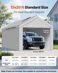 Carport Canopy 6x4m Grey UV Waterproof Car Shelter Tarp Sidewalls