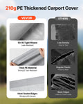 Carport Canopy 6x4m Grey UV Waterproof Car Shelter Tarp Sidewalls