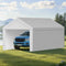 Carport Replacement Canopy, 6 x 4 m Potable Garage Tent Top Tarp with Sidewalls, UV-Resistant & Waterproof, Heavy Duty Car Shelter Tarp with Ball Buggees, Grey, Frame Not Included
