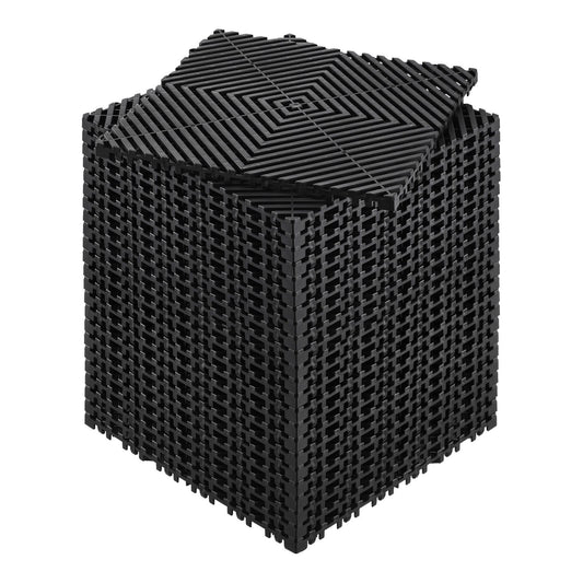 Interlocking Drainage Mat 31x31cm 24pcs Black PP Garage Garden
