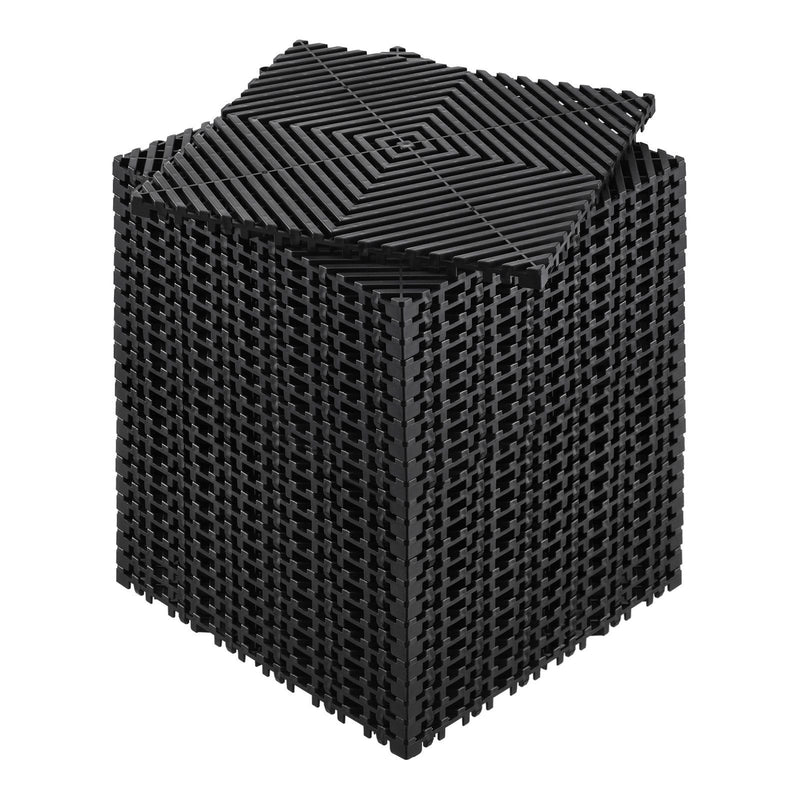 Interlocking Drainage Mat 31x31cm 24pcs Black PP Garage Garden