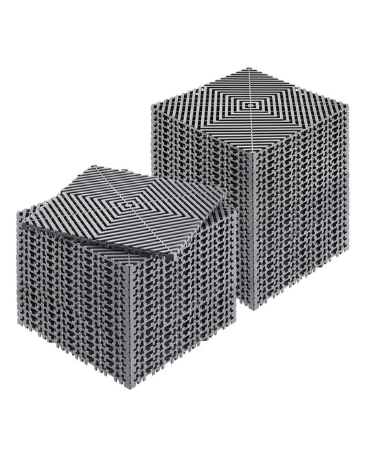 Interlocking Drainage Mat, 31 x 31 cm Modular Interlocking Cushion, 40 Pcs Splicing Drainage Mats, Non-Slip Gray PP Drainage Floor Tile and Shower Mat, for Garage, Garden, Kitchen & Outdoor