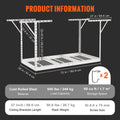 Garage Storage Rack 36x72in Ceiling Mount 550lbs White Adjustable