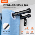 Double Curtain Rod 36-72in Black Adjustable 1