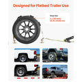 Wheel Chock Tie-Down Kit, Deck-Style Trailer Tie Down Strap, Car Tie Down Kit with J-Hook, Break Strength 4540 kg & Working Load 1512 kg Motorcycle Tie-Down System for SUVs, Trailers, Trucks