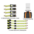 Wheel Chock Tie-Down Kit, Deck-Style Trailer Tie Down Strap, Car Tie Down Kit with J-Hook, Break Strength 4540 kg & Working Load 1512 kg Motorcycle Tie-Down System for SUVs, Trailers, Trucks