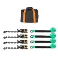 Wheel Chock Tie-Down Kit, Tire-Style Tow Dolly Strap, Car Tie Down Kit with Heavy-Duty Hook, Break Strength 4540 kg & Working Load 1512 kg Motorcycle Tie-Down System with O-Ring for ATV, SUV
