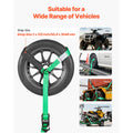 Wheel Chock Tie-Down Kit, Tire-Style Tow Dolly Strap, Car Tie Down Kit with Heavy-Duty Hook, Break Strength 4540 kg & Working Load 1512 kg Motorcycle Tie-Down System with O-Ring for ATV, SUV