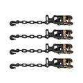 Wheel Chock Tie-Down Kit, Tire-Style Tow Dolly Strap, Car Tie Down Kit with Heavy-Duty Hook, Break Strength 4540 kg & Working Load 1512 kg Motorcycle Tie-Down System with O-Ring for ATV, SUV