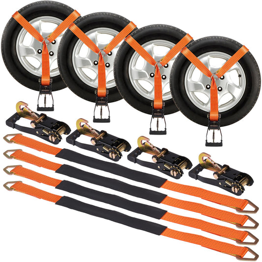 Ratchet Tie Down Straps 4-Pack 2500kg Car Truck Trailer Snap Hooks