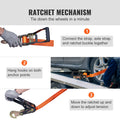Ratchet Tie Down Straps 4-Pack 2500kg Car Truck Trailer Snap Hooks