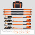 Ratchet Tie Down Straps 4-Pack 2500kg Car Truck Trailer Snap Hooks