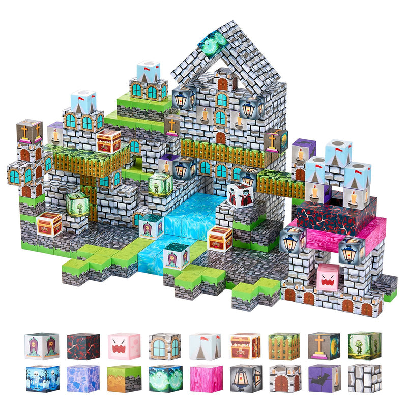 Magnetic Blocks 100 PCS Cemetery Zombies STEM Building Cubes Kids