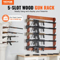 Wood Gun Rack Wall Mount 5 Rifles Heavy Duty Storage Display
