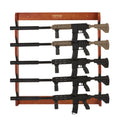 Wood Gun Rack Wall Mount 5 Rifles Heavy Duty Storage Display