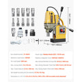 Magnetic Drill, 1400W Motor 1.6 in Boring Diameter, 2810 lbf Portable Electric Mag Drill Press, with 11 Coring Bits, 800 RPM Speed, Drilling Machine for Metal Surface, Home Improvement Industry