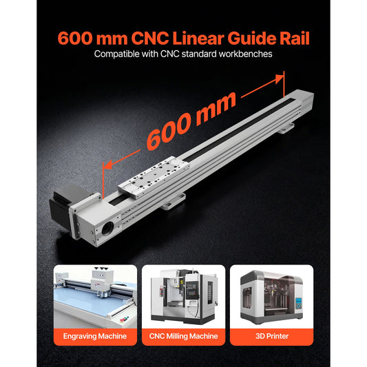Linear Guide Rail, Belt Drive, CNC Linear Motion Stage Actuator, with Nema34 Stepper Motor, 600 mm Stroke Work Size, High Speed Motorized, for Engraving Machine, CNC Milling Machine, 3D Printer