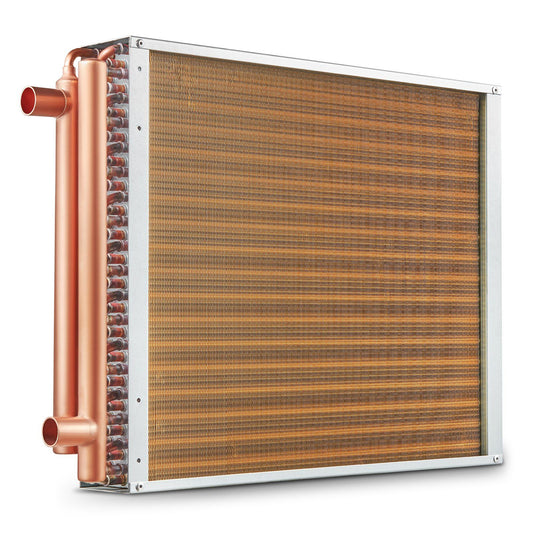 Heat Exchanger Water to Air, 18"x 20" with 3-Row 3/8" Copper Ports, 242 Aluminum Fins Heat Exchanger for Outdoor Wood Furnaces, Residential Heating and Cooling, and Forced Air Heating