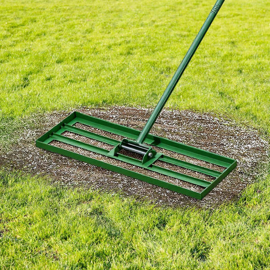 Lawn Leveling Rake 30"x10" 78" Handle Heavy-Duty Steel