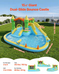 Inflatable Bounce House Water Slide 3.82x3.98m Basketball Pool Kids
