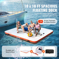 Inflatable Floating Dock 10x10FT Non-Slip Water Platform Pool Beach