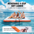 Inflatable Floating Dock 7x7ft Non-Slip Pool Beach Ocean Raft Ladder