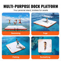 Inflatable Floating Dock 7x7ft Non-Slip Pool Beach Ocean Raft Ladder