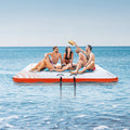 Inflatable Floating Dock 7x7ft Non-Slip Pool Beach Ocean Raft Ladder