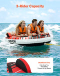 Towable Tube 3 Riders 231kg Capacity Inflatable Boat Tow with Fins