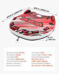 Towable Tube 3 Riders 231kg Capacity Inflatable Boat Tow with Fins