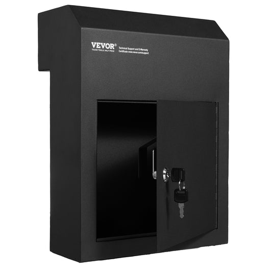 Through Door Key Drop Box Steel 12x6x16" Black Mail Slot