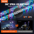 2x 5FT RGB LED Whip Lights App Remote Control UTV ATV Truck