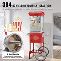 Popcorn Maker 850W 8Oz Cart Machine Red 48 Cups Hot Oil
