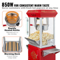 Popcorn Maker 850W 8Oz Cart Machine Red 48 Cups Hot Oil