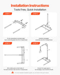 Trapeze Bar Bed Mobility 300LBS Capacity Height-Adjustable w/ 2 Wheels