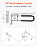 Toilet Safety Rail 60.5cm U-Shaped Grab Bar Foldable 136kg Capacity